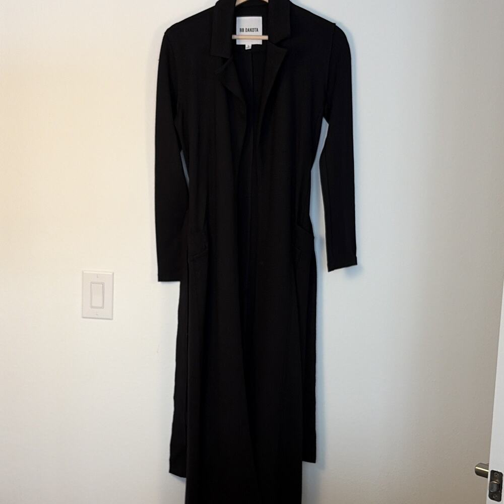 BB Dakota Women's Black coat s Collared Long Sleeve Belted w/ Belt